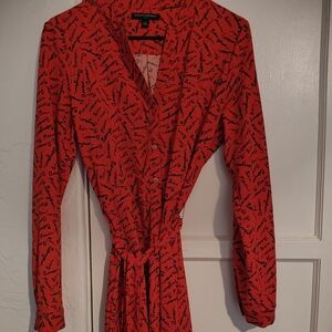 Banana Republic Red Script Pattern Dress